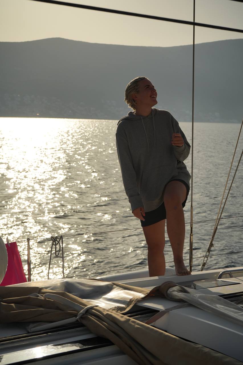 Kris on deck at sunset